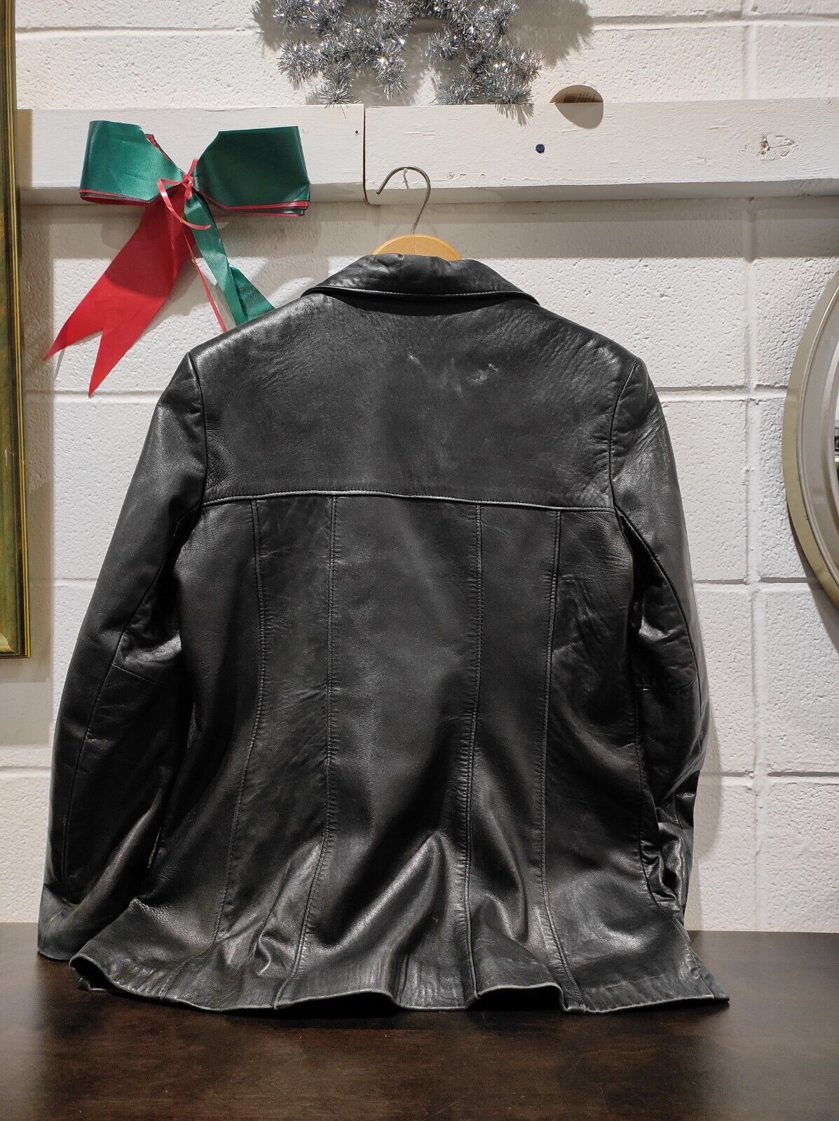 Vintage Annex Petite Women size XL Black Genuine Leather Jacket Zip