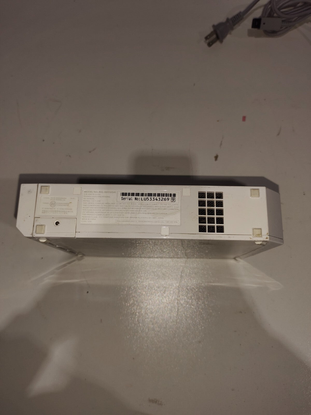 Nintendo Wii White Replacement Console RVL-001 With Power Cable - Tested