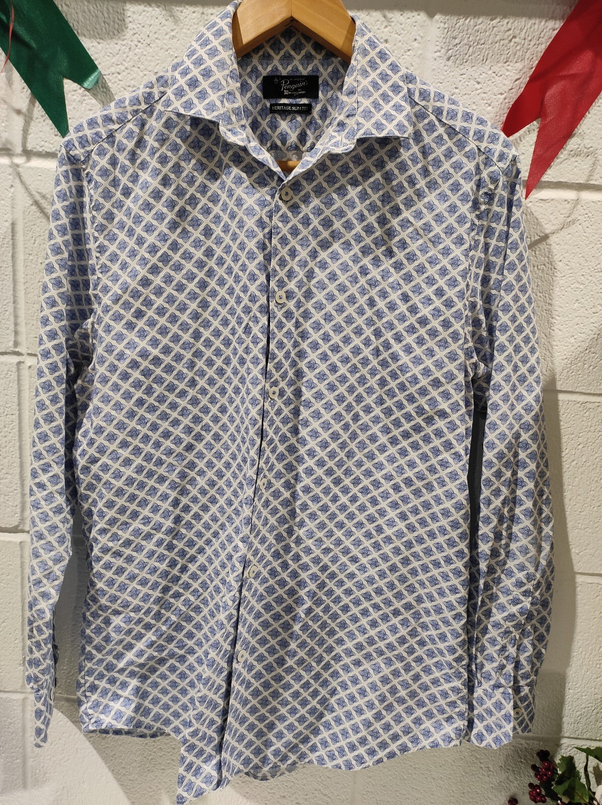 Penguin Shirt Men's Blue Heritage Slim Fit Dress Button Up Long Sleeve