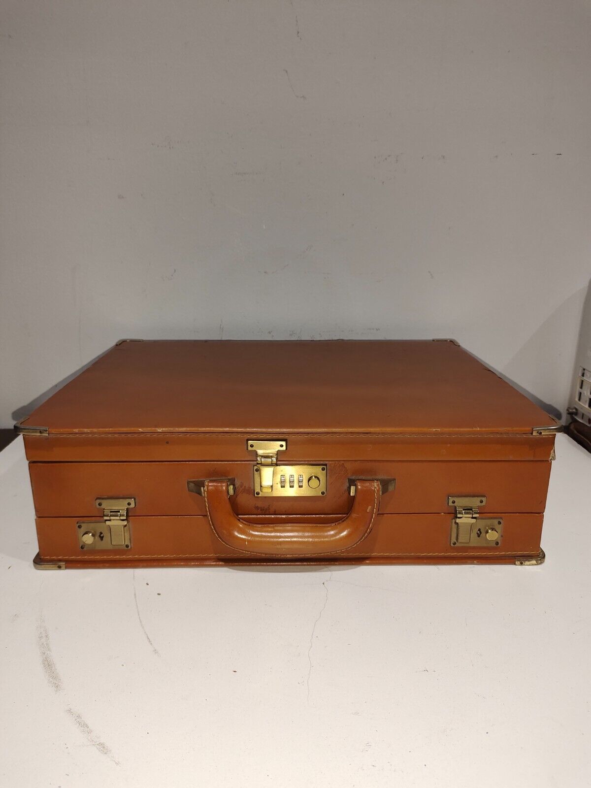 Vintage Tan Brown Suitcase