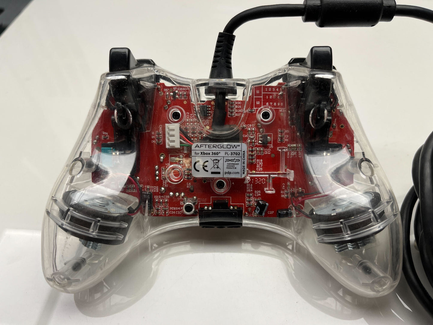 PDP Afterglow Xbox 360 Wired Controller Clear/Red PL-3702