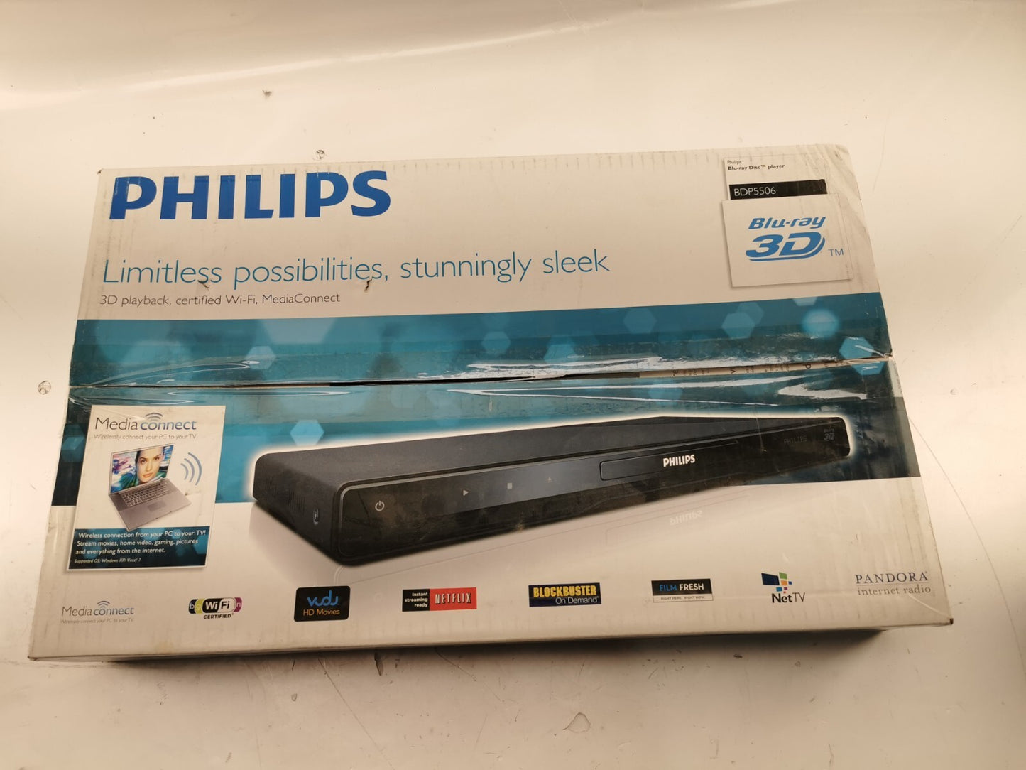 3D Blu-ray Player Phillips BDP5506 Blu-Ray Tested Working W/Remote & box
