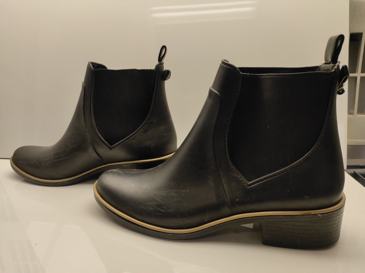 Kate Spade Sedgewick Women Boots 8 Black Rubber Pull On Ankle Rain Shoes