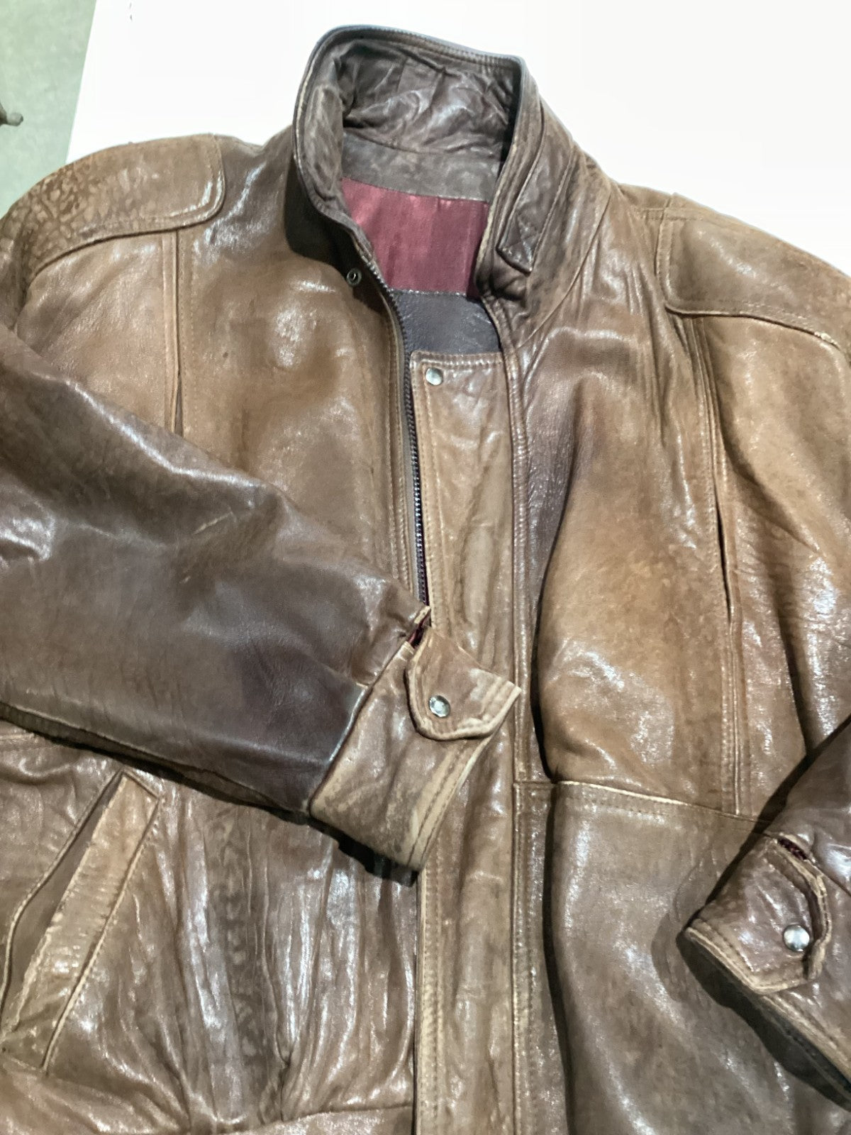 Vintage 80s Leather Brown Jacket