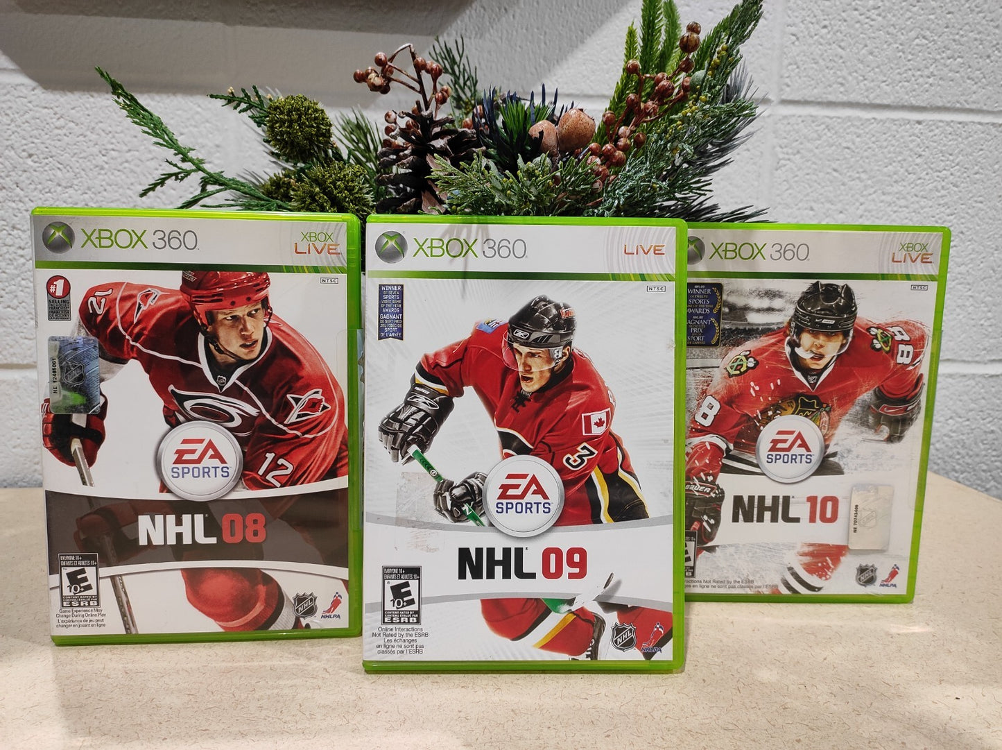 3 Game Lot Xbox 360 Hockey NHL 08, NHL 09, NHL 10