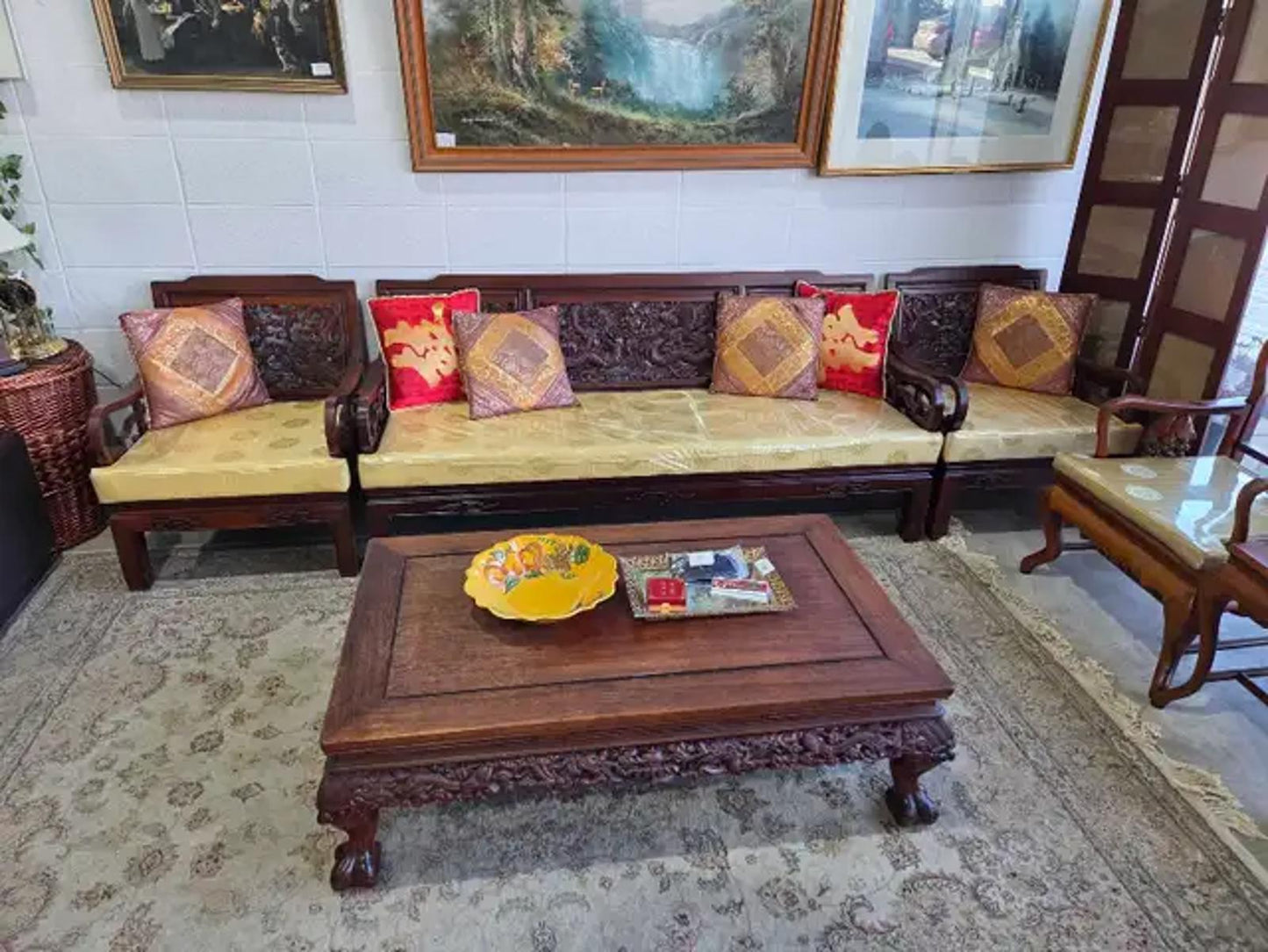 Carved Asian Living Room Set