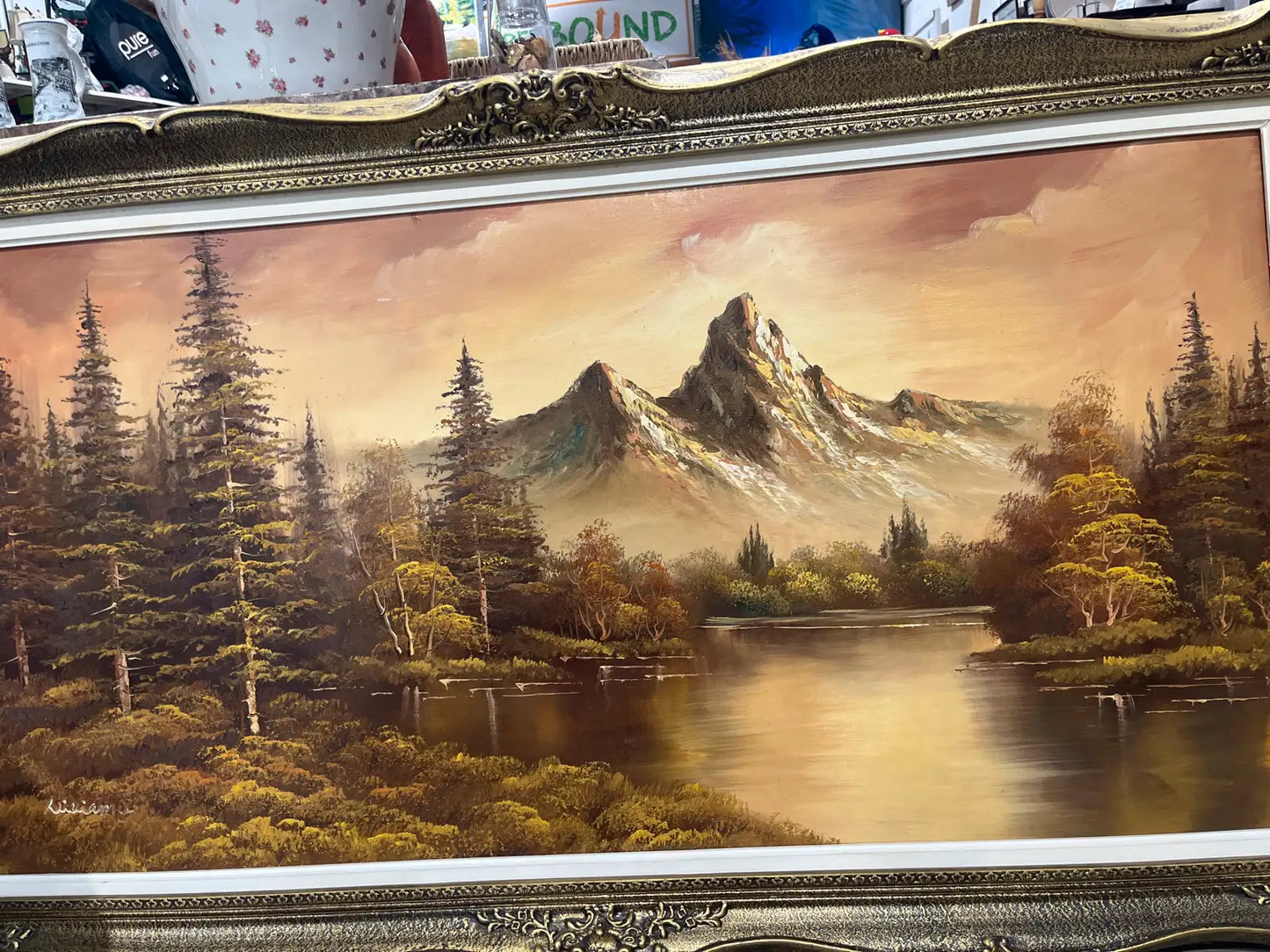 Vintage Mountain Scene Painting