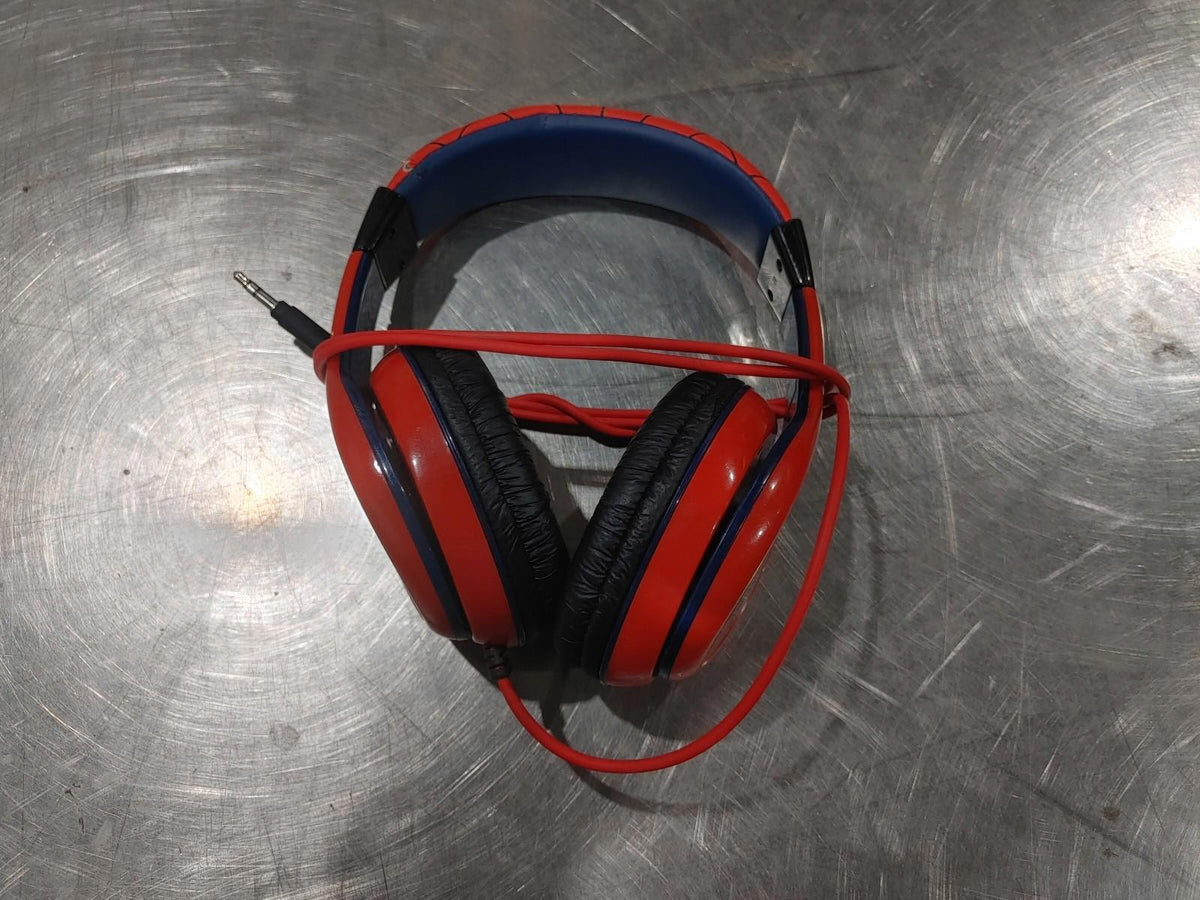 GOOD CONDITION Spiderman Kids Headphones Red/Blue Tested Working
