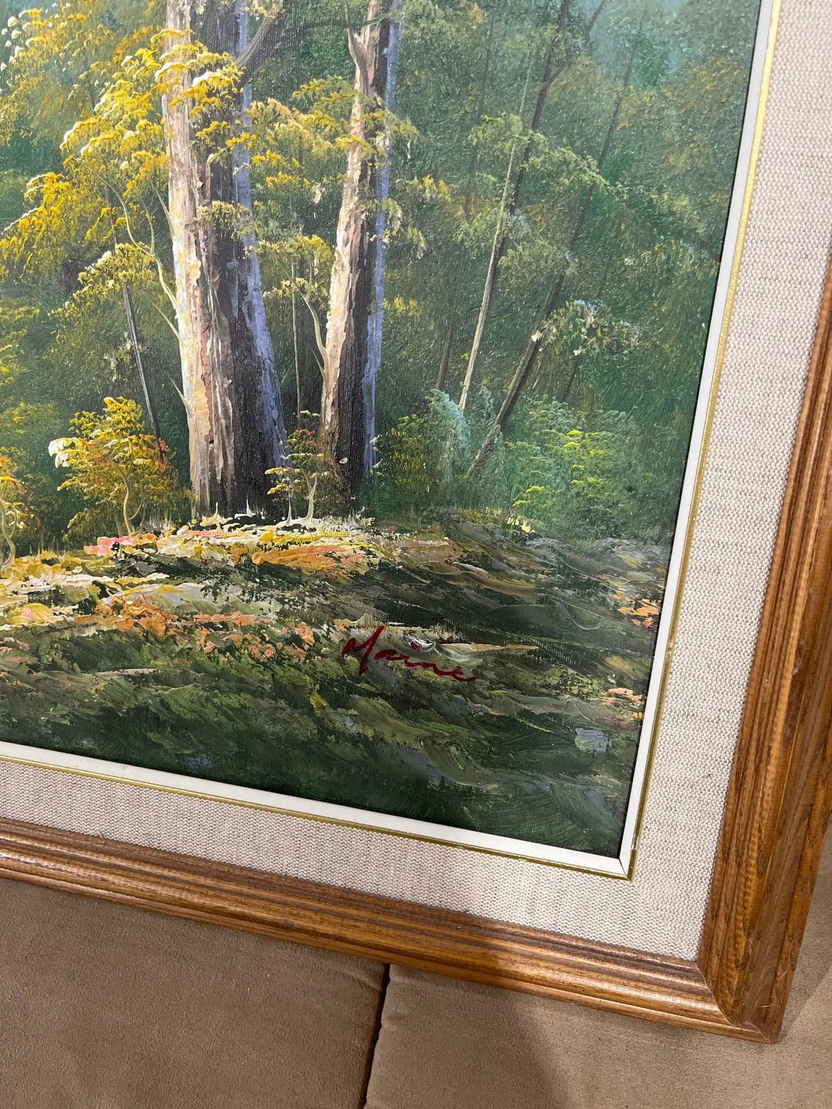 Vintage Nature oil painting on canvas with frame
