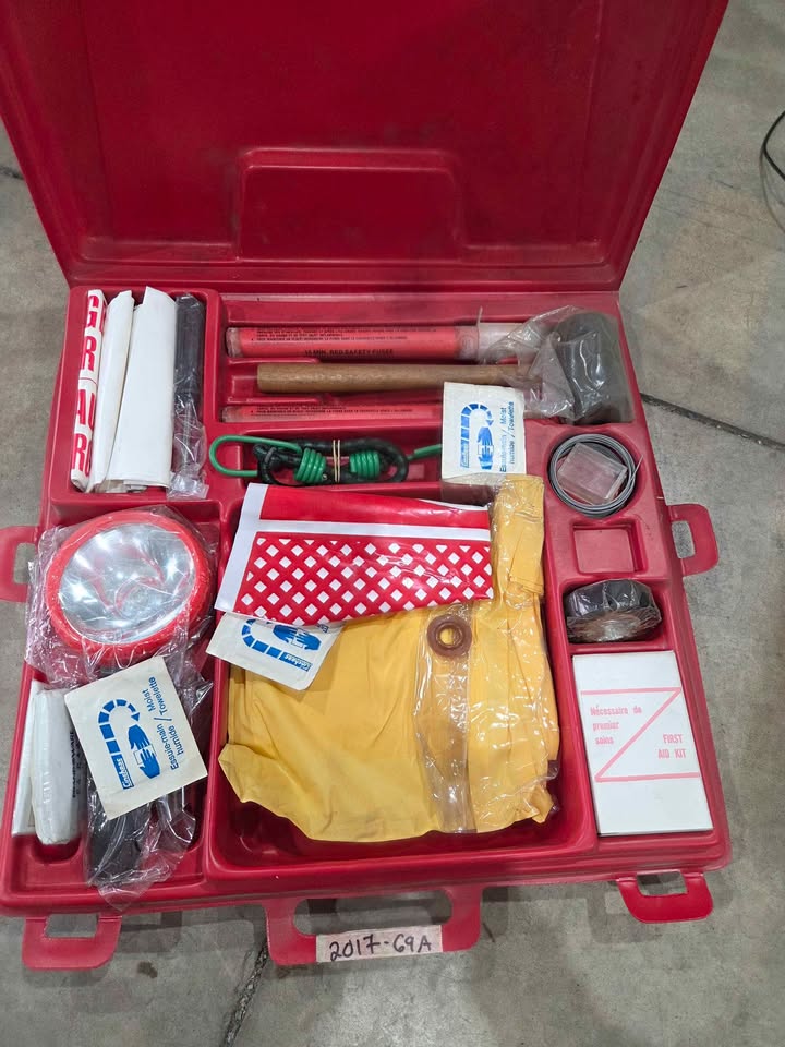 Vintage Auto Emergency Kit - Red Plastic Case