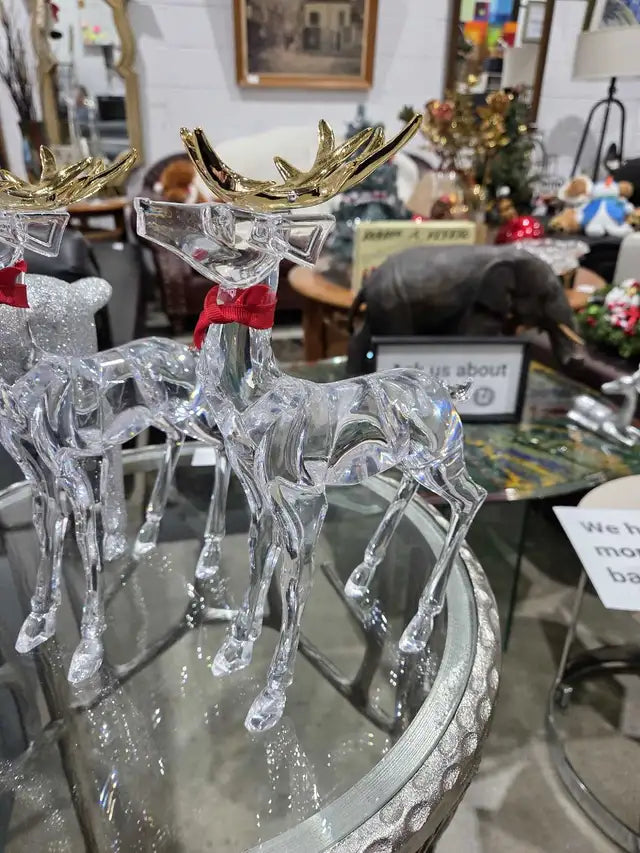 Crystal Reindeer Figurines x3