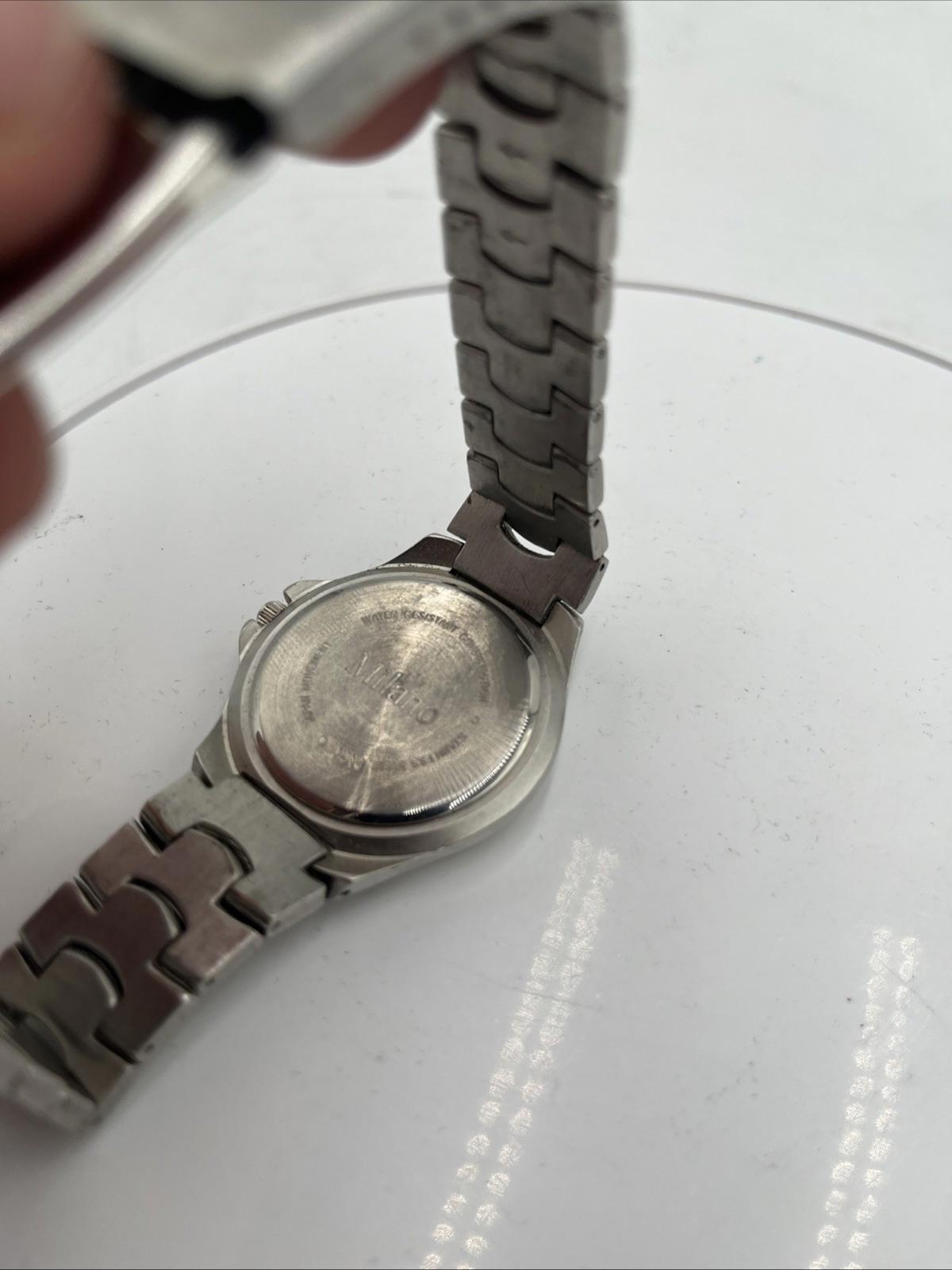 Milano Men’s Silver Tone Analog Watch Link Bracelet Untested