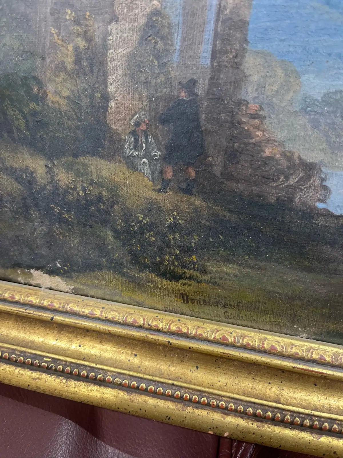 Unique Old vintage painting on canvas framed