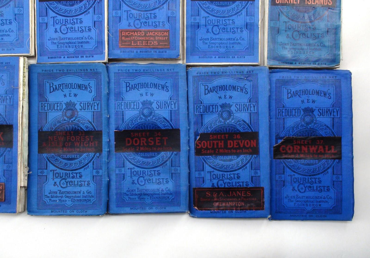 Bartholomew's Reduced Survey LOT 24 Cloth Maps Tourists & Cyclists, England & UK