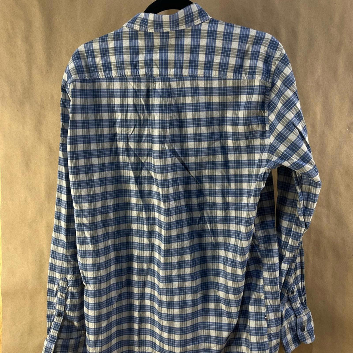 Strellson Blue & White Checkered Shirt (Men’s Size L)
