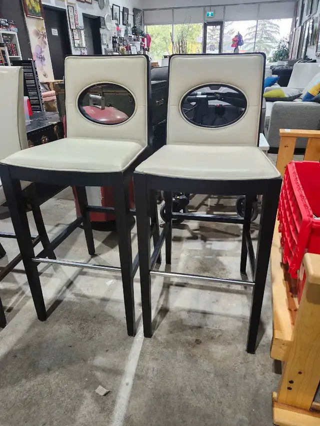 White/Black Faux Leather Bar Stools