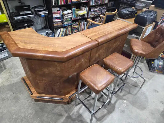 Vintage L Shape Bar and 3 Stools