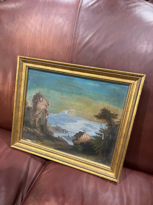 Unique Old vintage painting on canvas framed