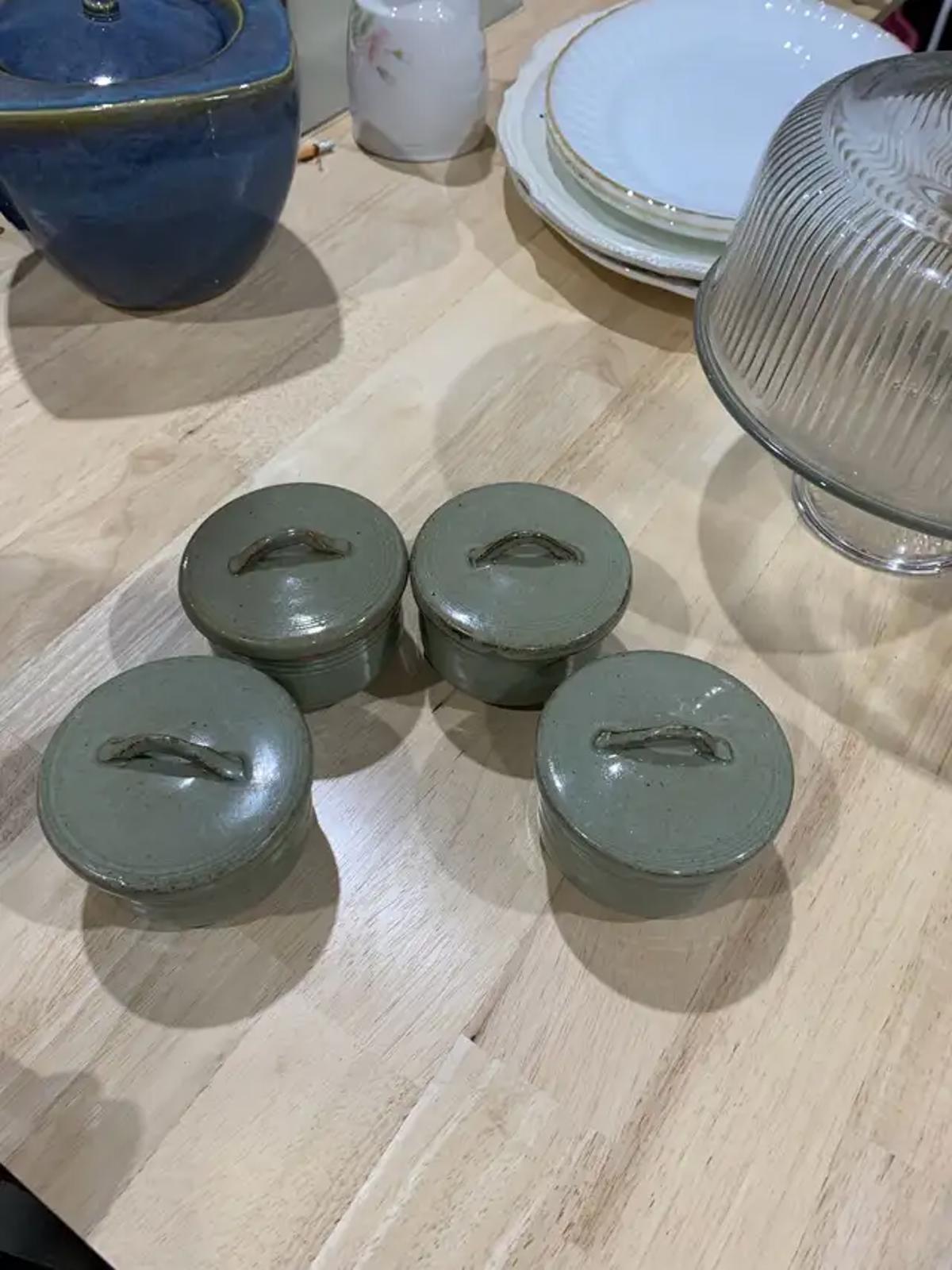 4 Small Stoneware Pots
