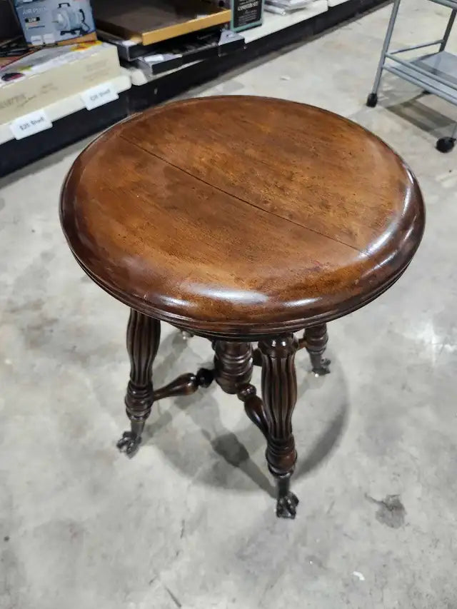 Antique Victorian Swivel Piano Stool/Claw Feet with Glass Balls