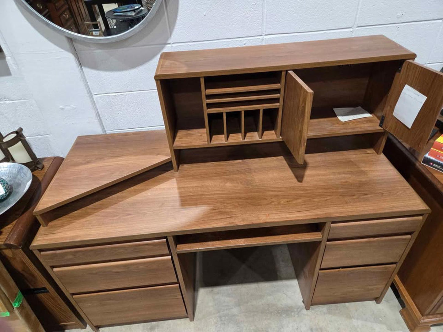 Wood Desk with Hutch