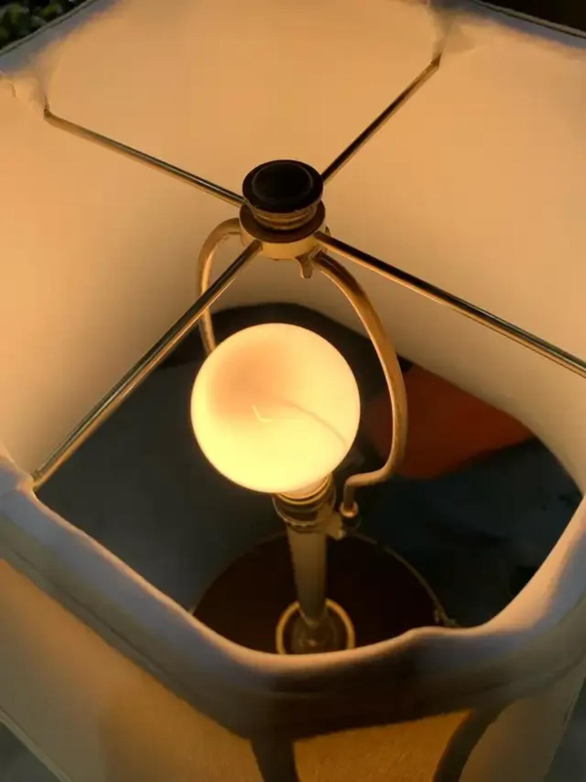 Vintage Floor Lamp with round wood shelf