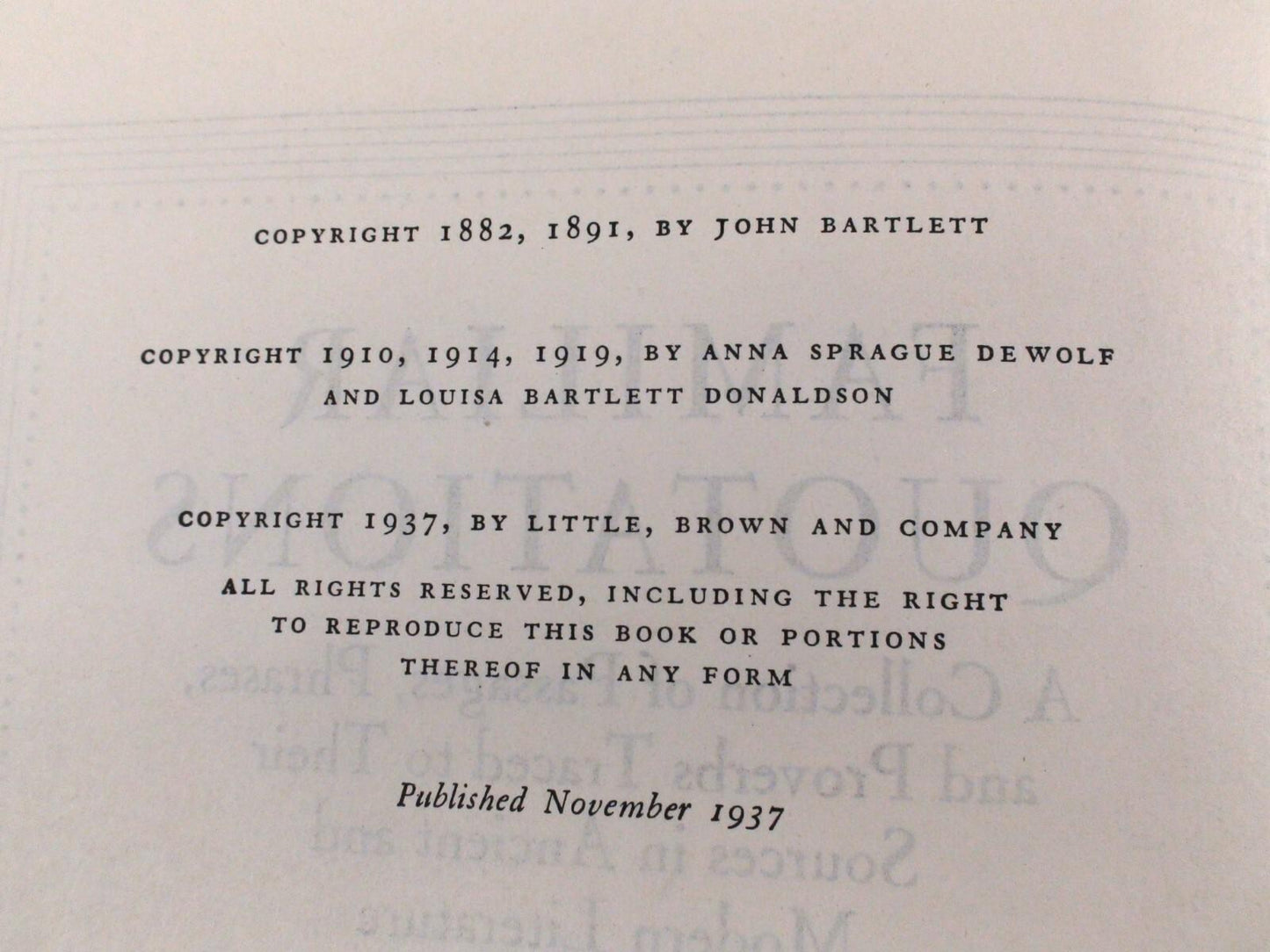 Vintage Book | "Familiar Quotations" by John Bartlett | 11th Edition | 1937