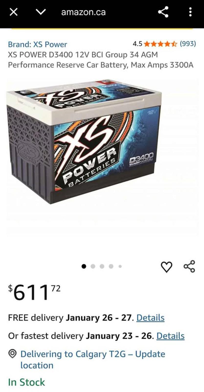 New! XS Power D3400 Performance Reserve Car Battery - 2 Available