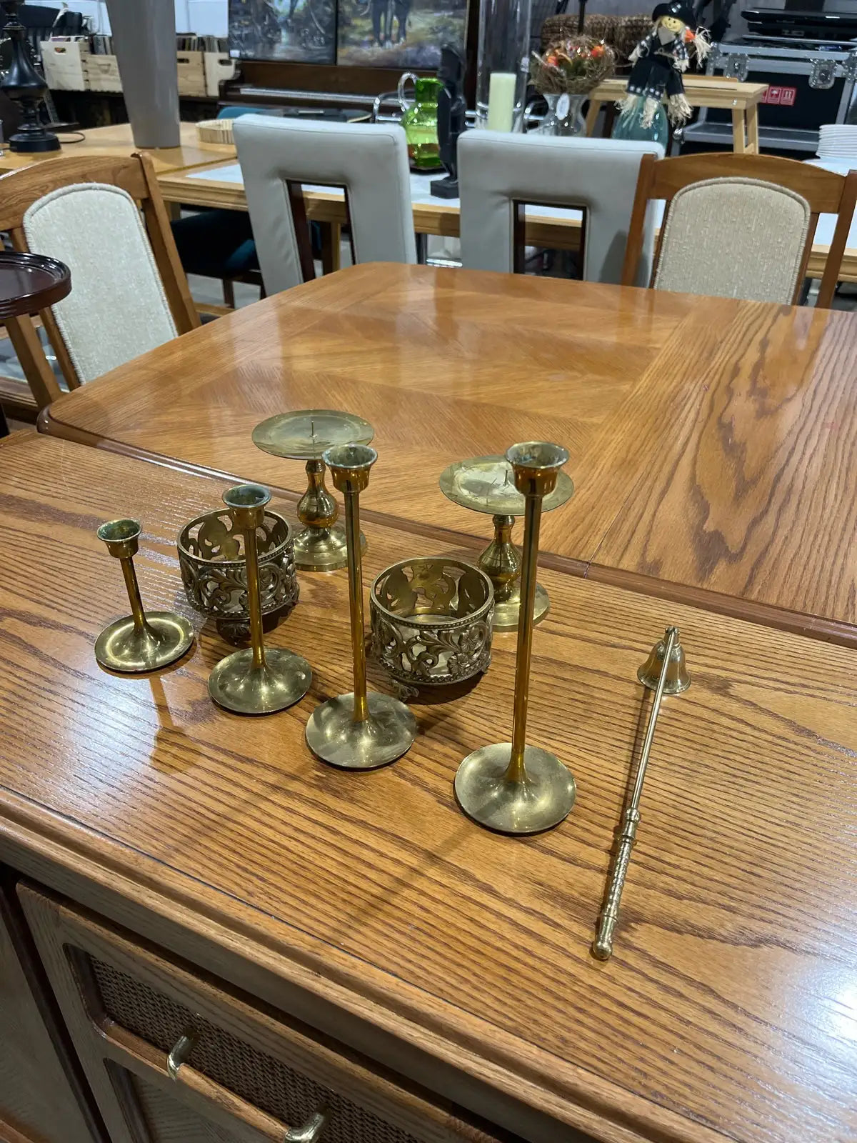 Set of 9 pieces, Brass Candlesticks