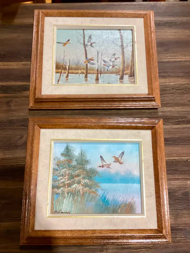 Set of 2 Original Duck Paintings various artists