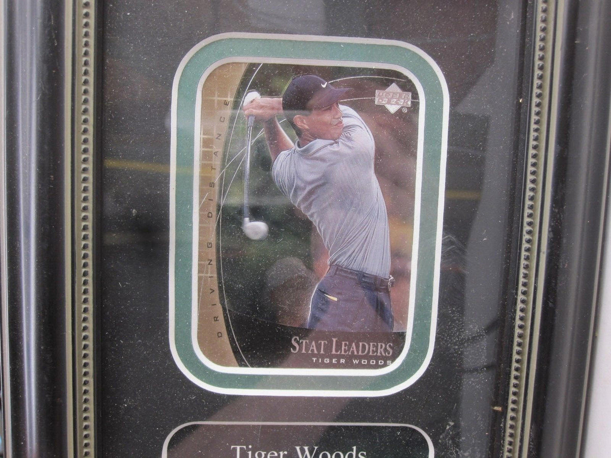 Upper Deck 2001 Tiger Woods Stat Leaders Driving Distance Golf Card Framed