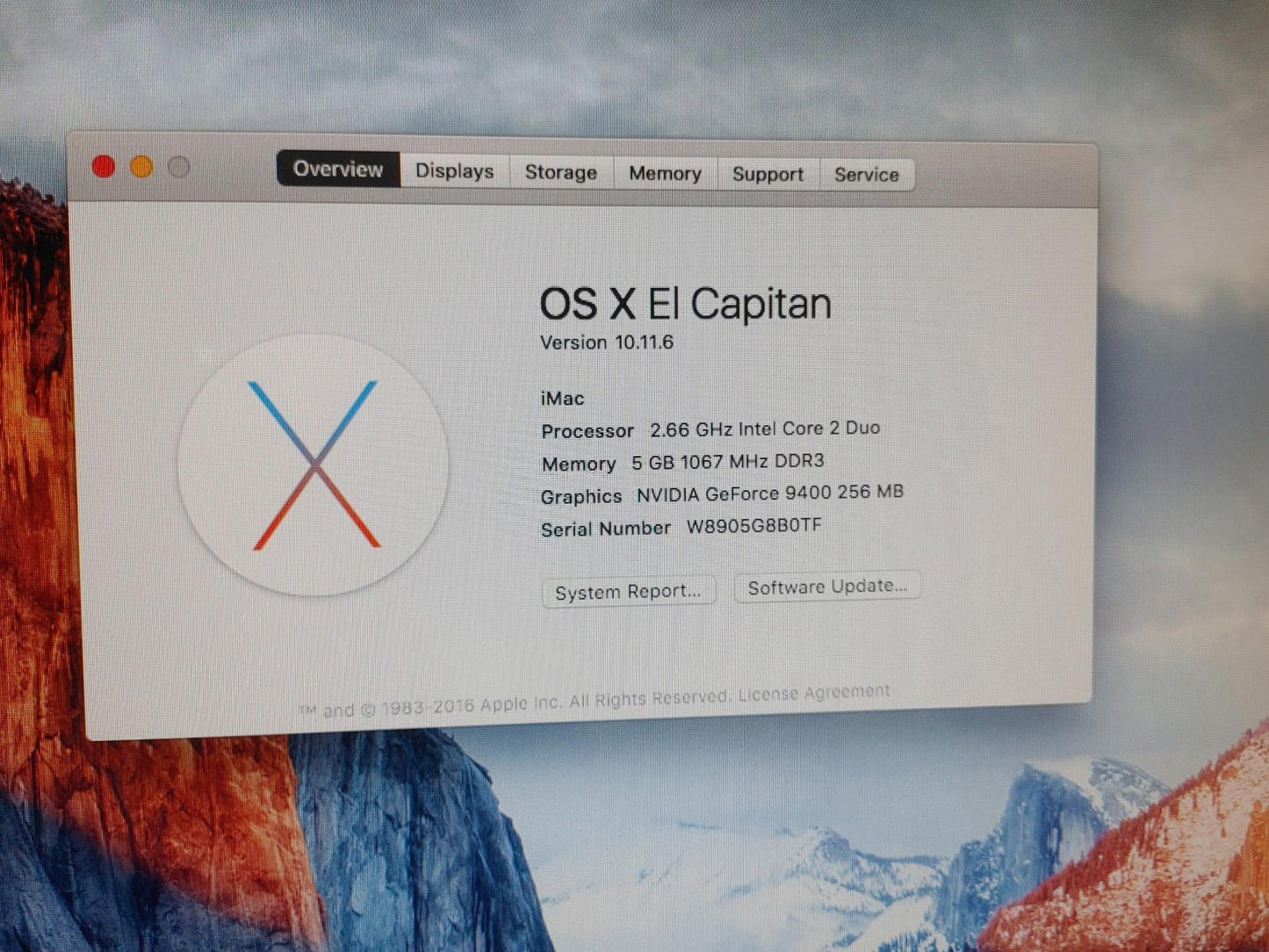 Good Condition Apple 20inch iMac Silver Early 2009 2.66GHz C2D 5GB RAM 160GB HDD