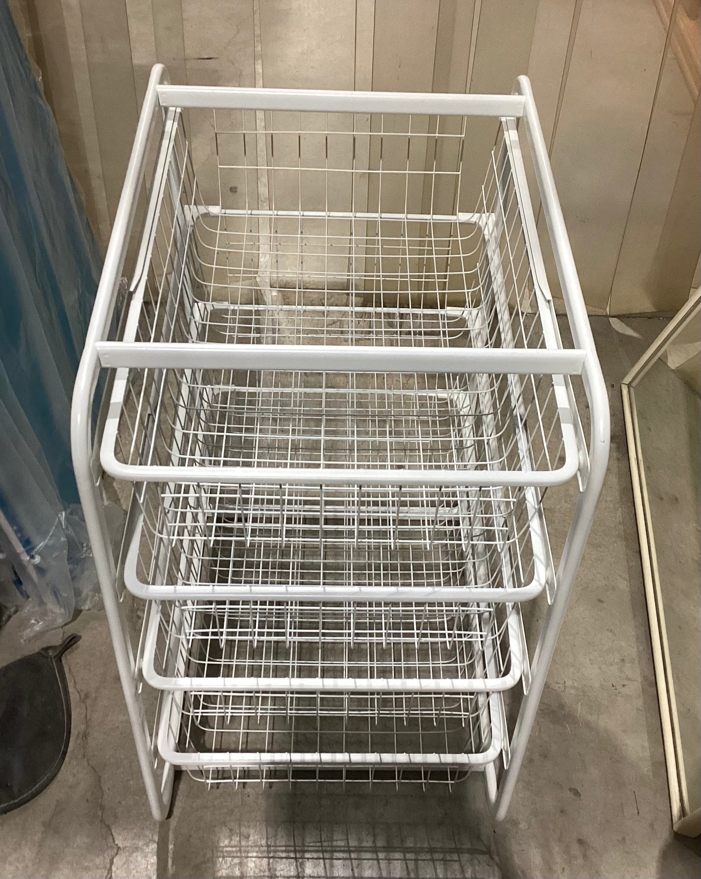White Wire Basket Storage Rack