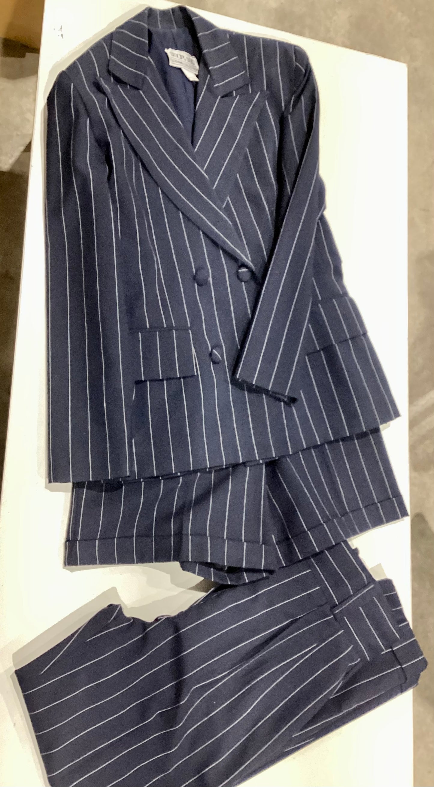 Women Three Piece Suit Blue Stripes