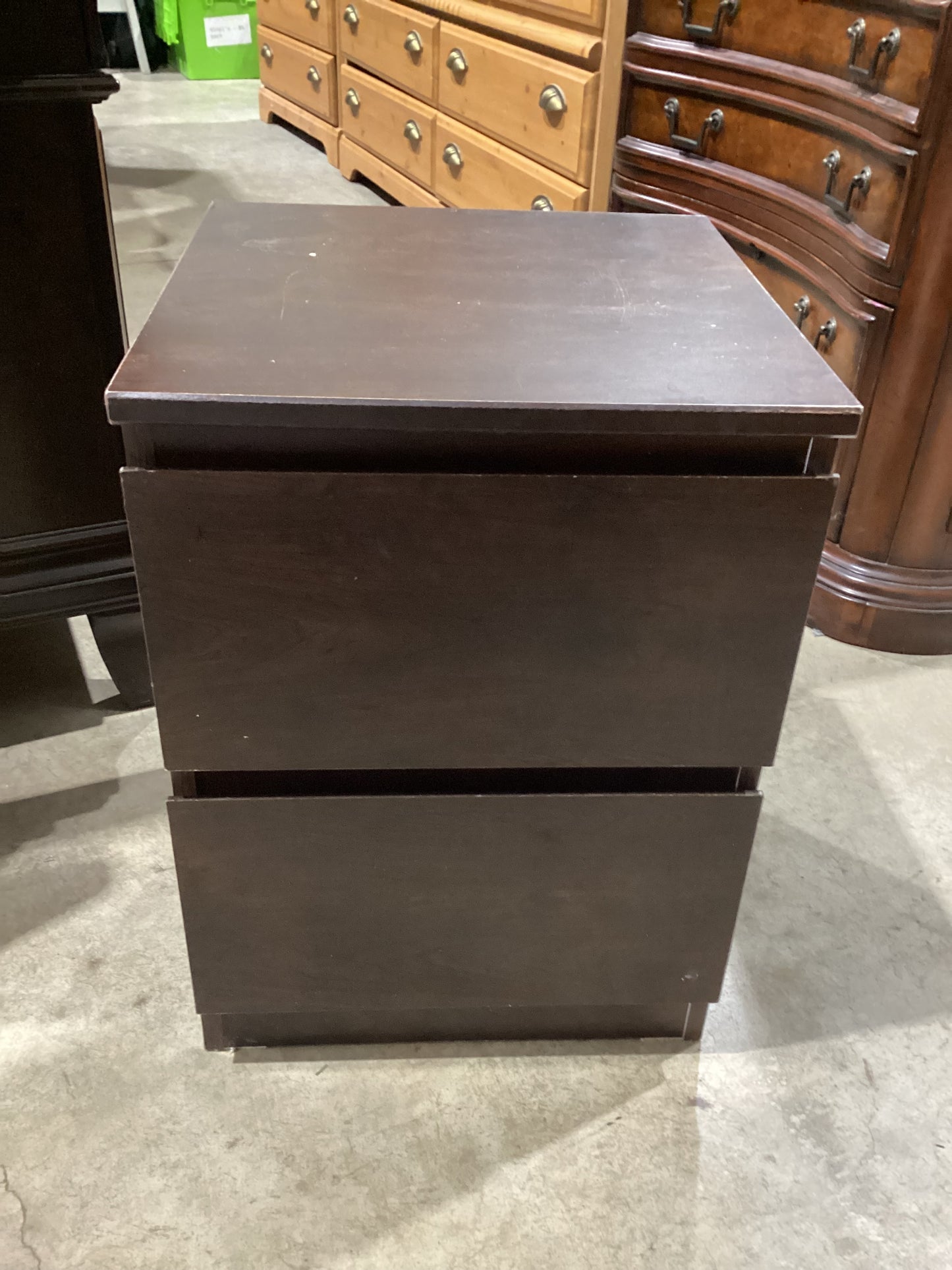 Brown Two-Drawer Nightstand - 16x16x32
