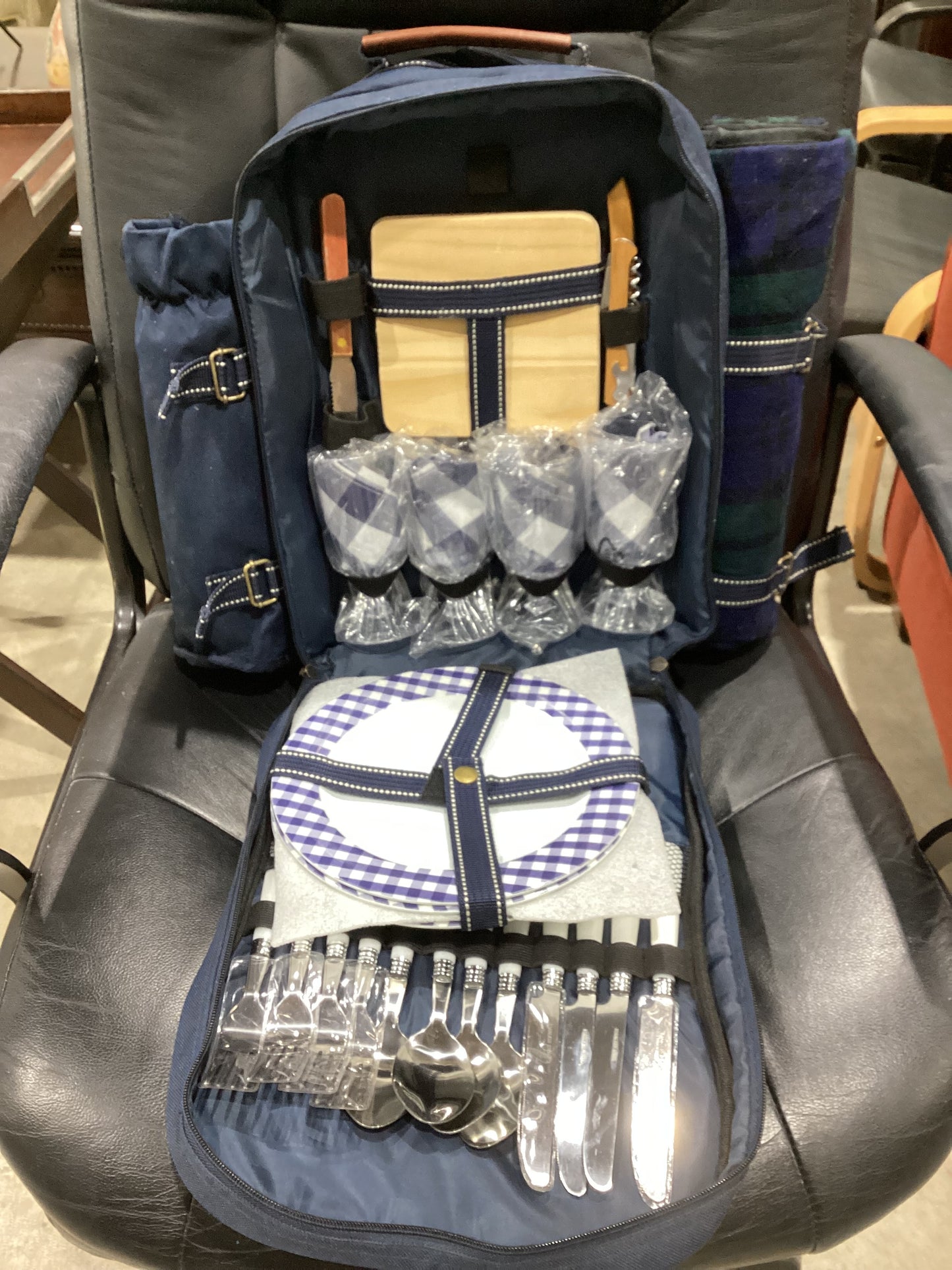 Picnic Backpack with Blanket & Accessories