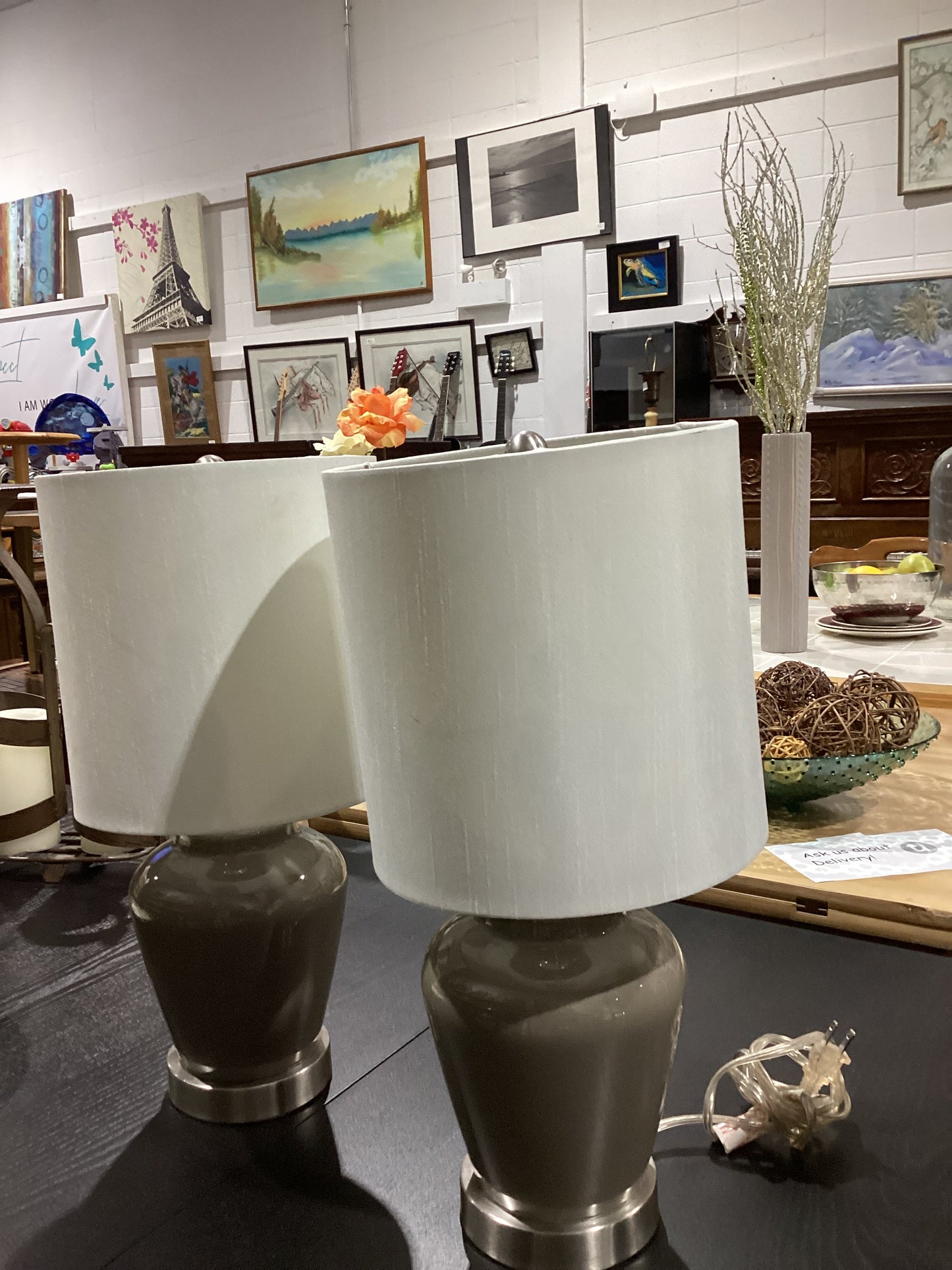 Lamp Set - Grey Ceramic Base