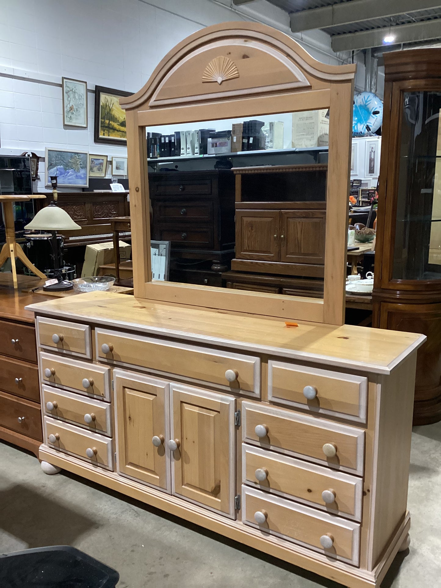 Wooden Dresser with Mirror