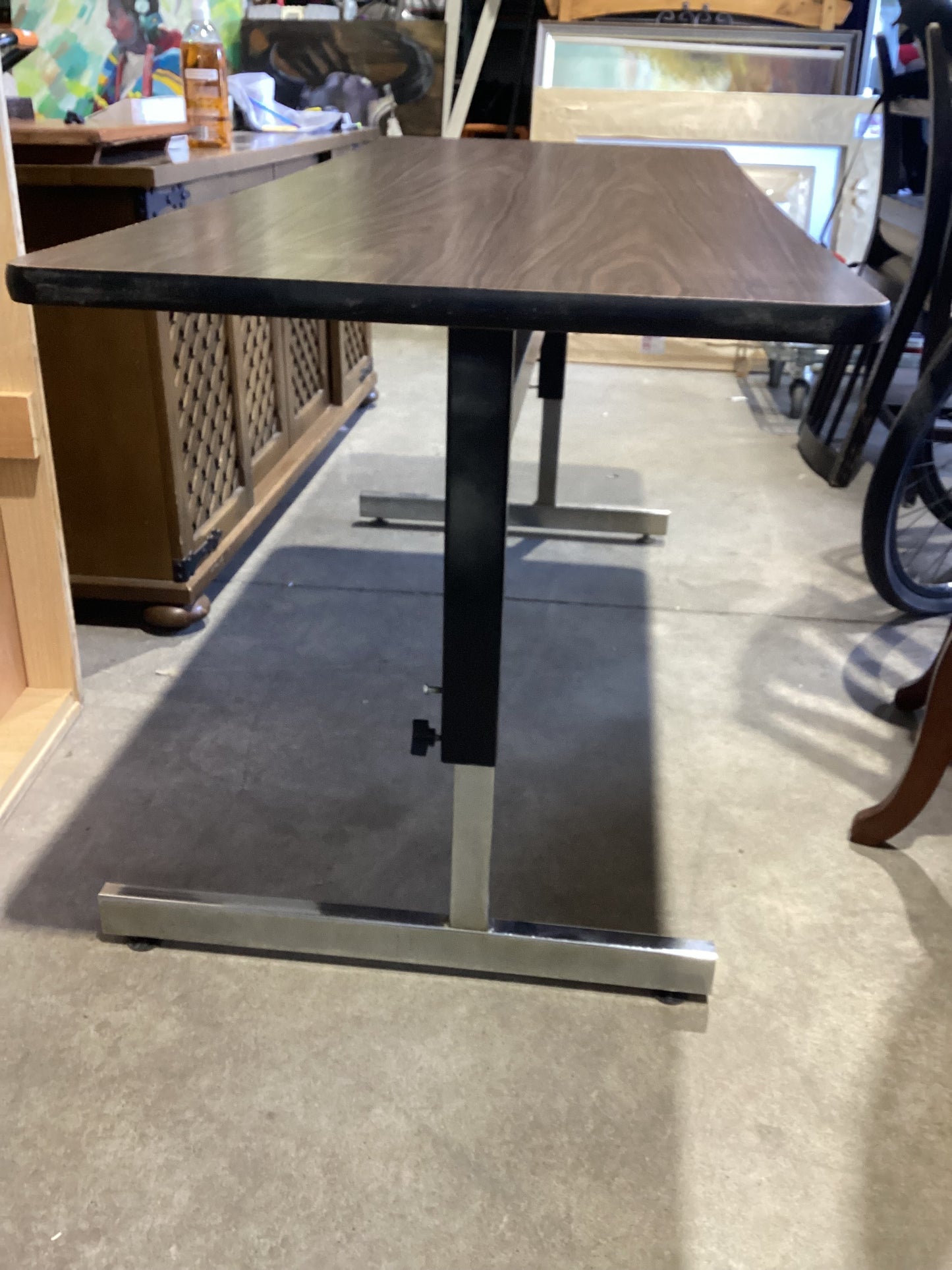 Adjustable Height Table - Brown