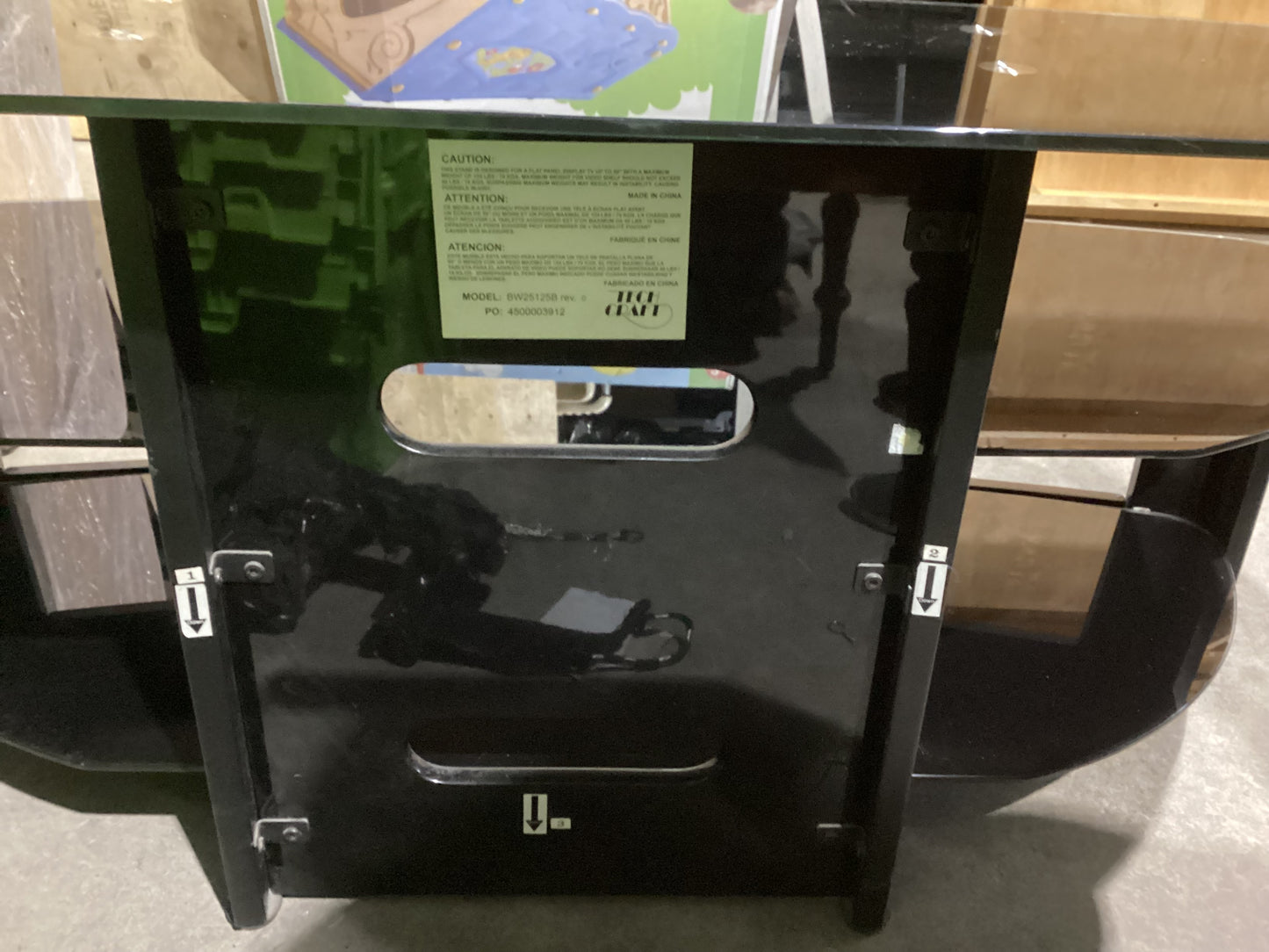 TechCraft BW5126B TV Stand - Black Glass