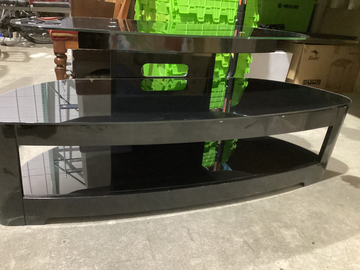 TechCraft BW5126B TV Stand - Black Glass