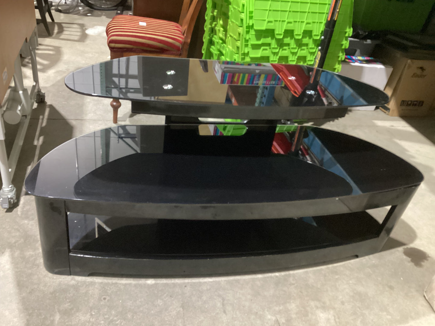 TechCraft BW5126B TV Stand - Black Glass