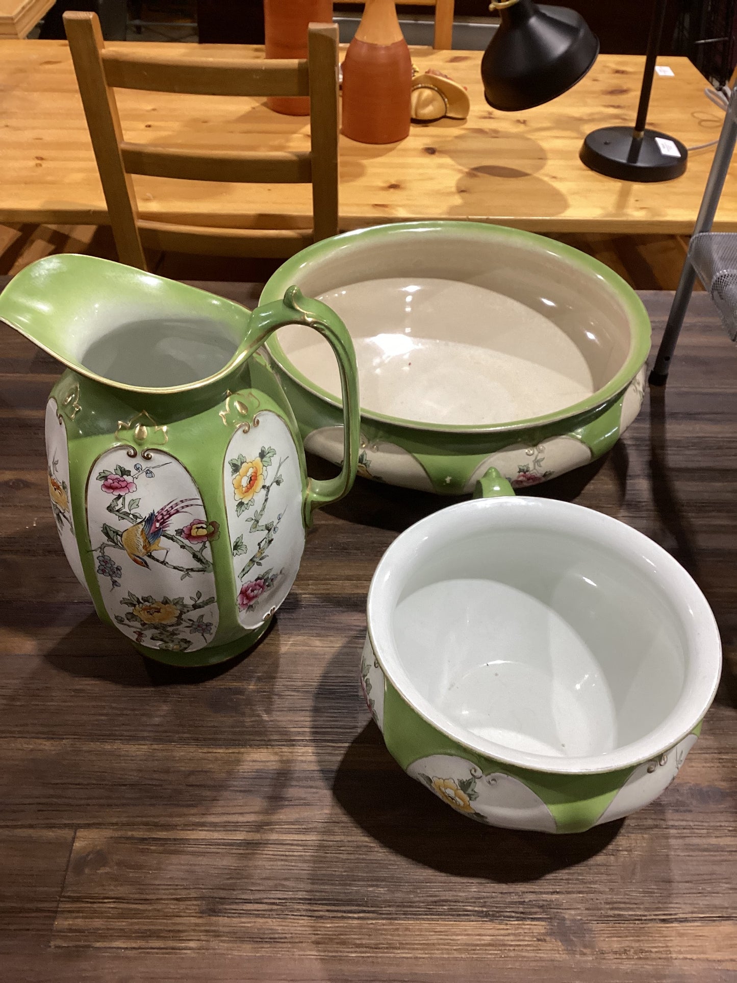 Vintage Ceramic Wash Basin, Pitcher, and Bowl Set
