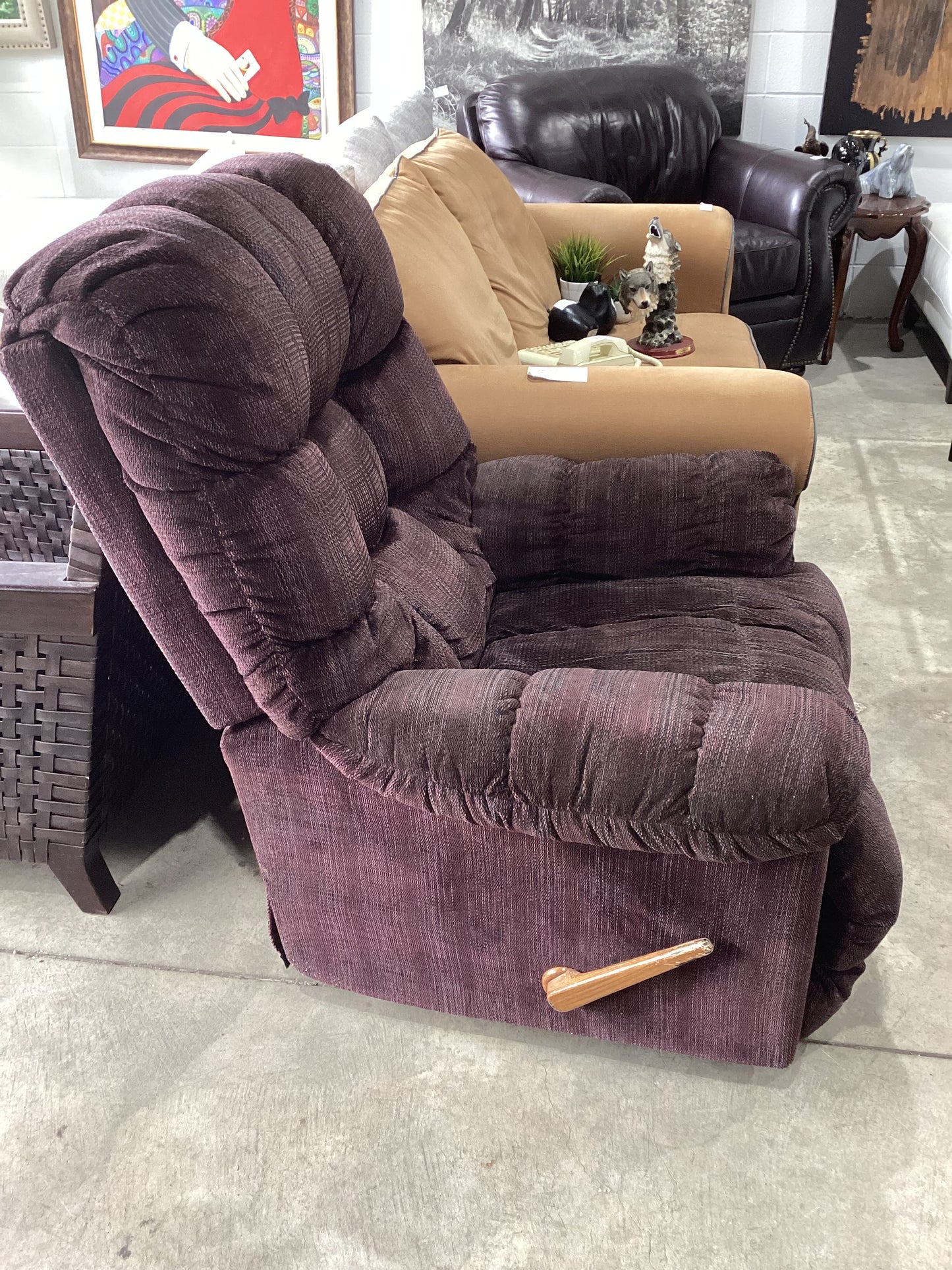 Plush Recliner Chair - Burgundy