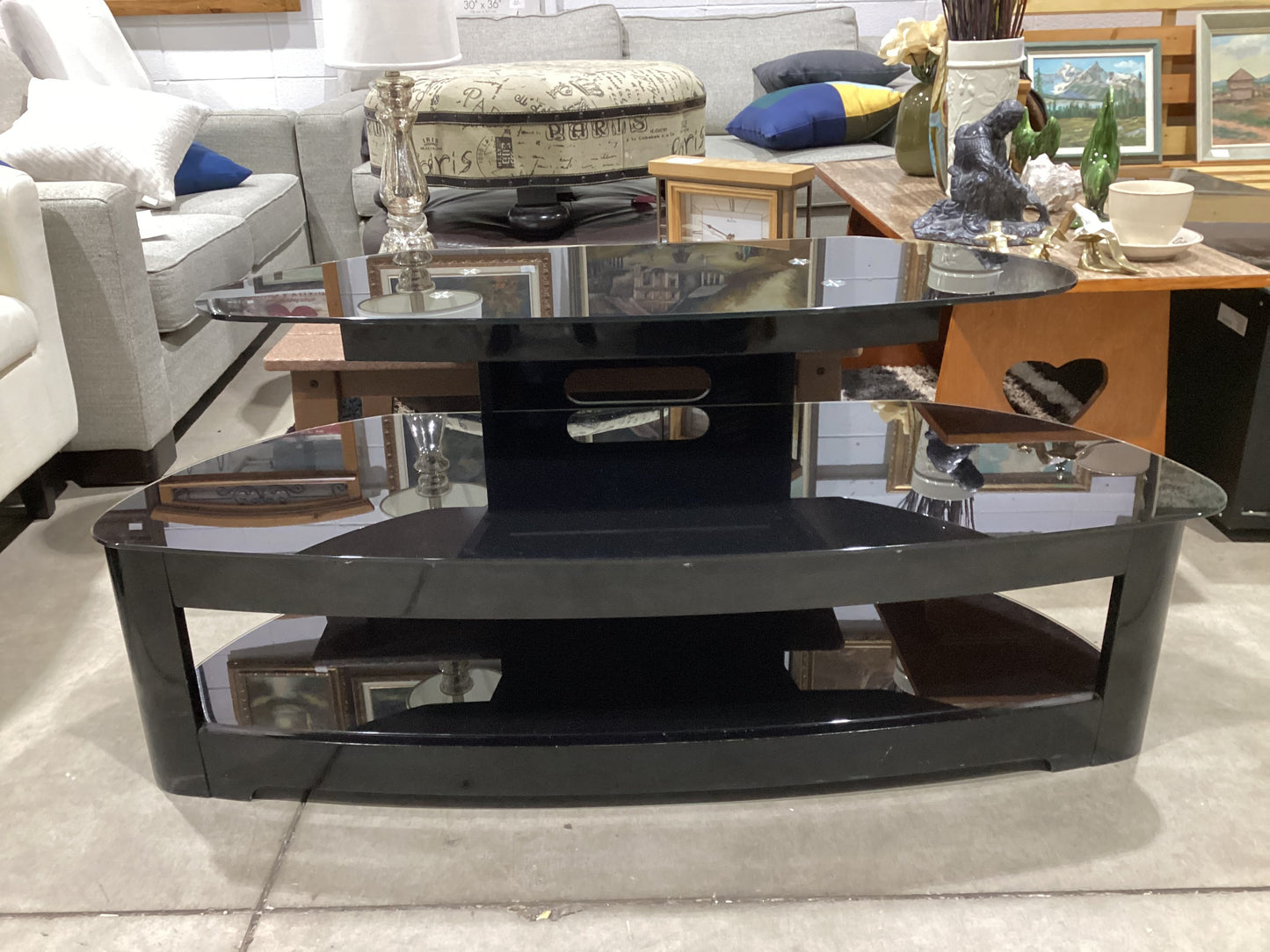 Black Glass Top TV Stand