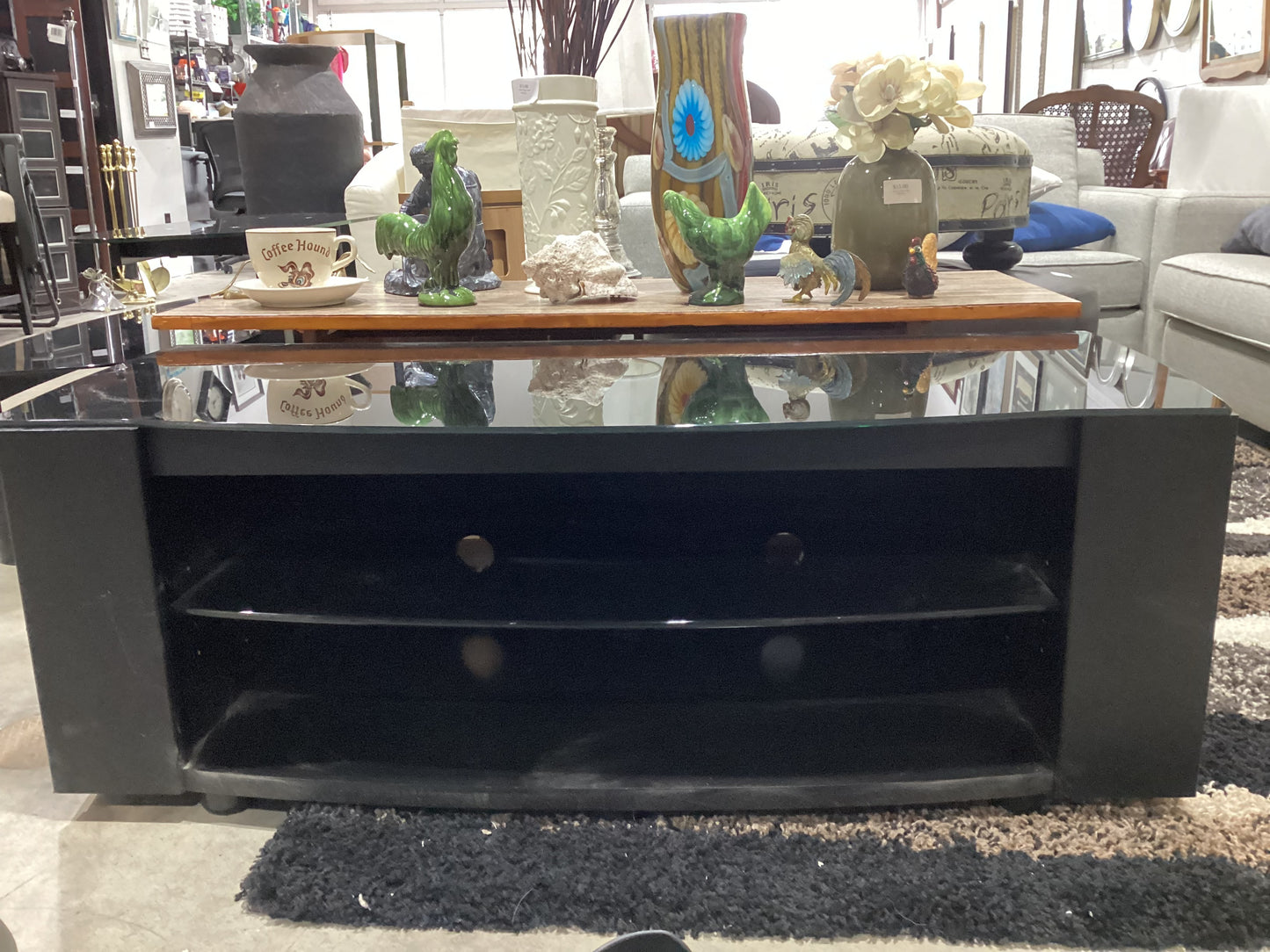 Black Glass Top TV Stand