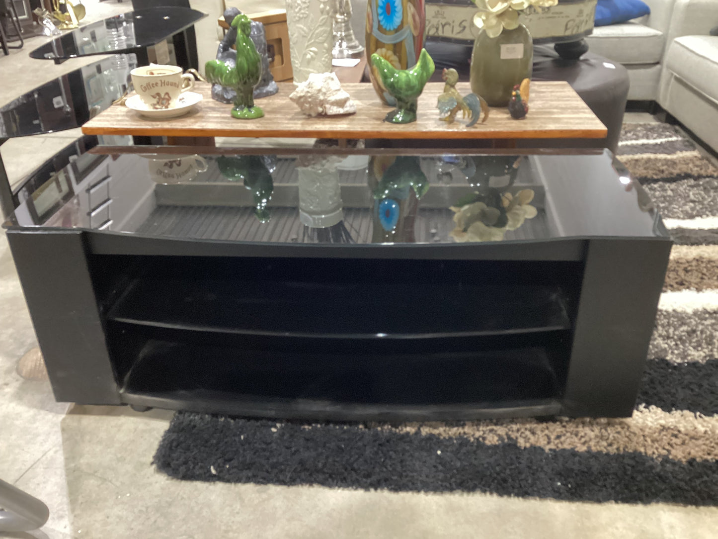 Black Glass Top TV Stand