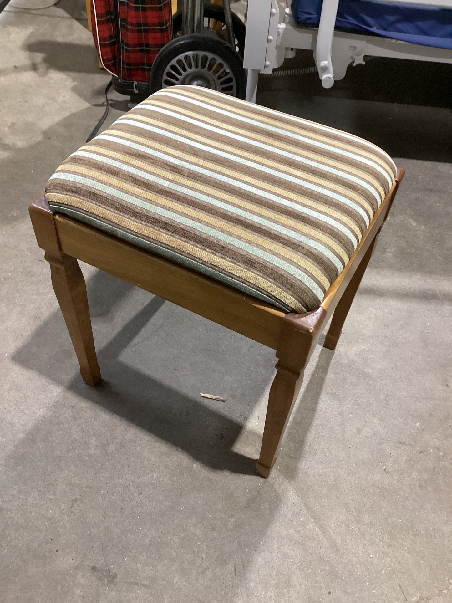 Upholstered Striped Stool