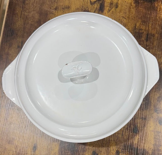 White Enameled Casserole