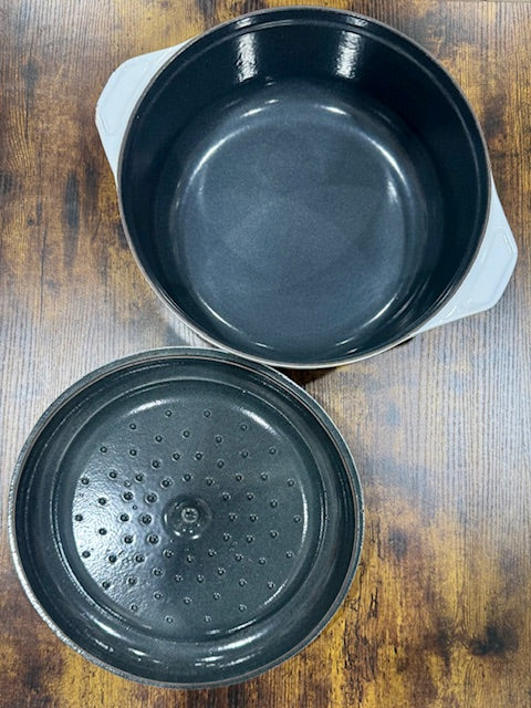White Enameled Casserole